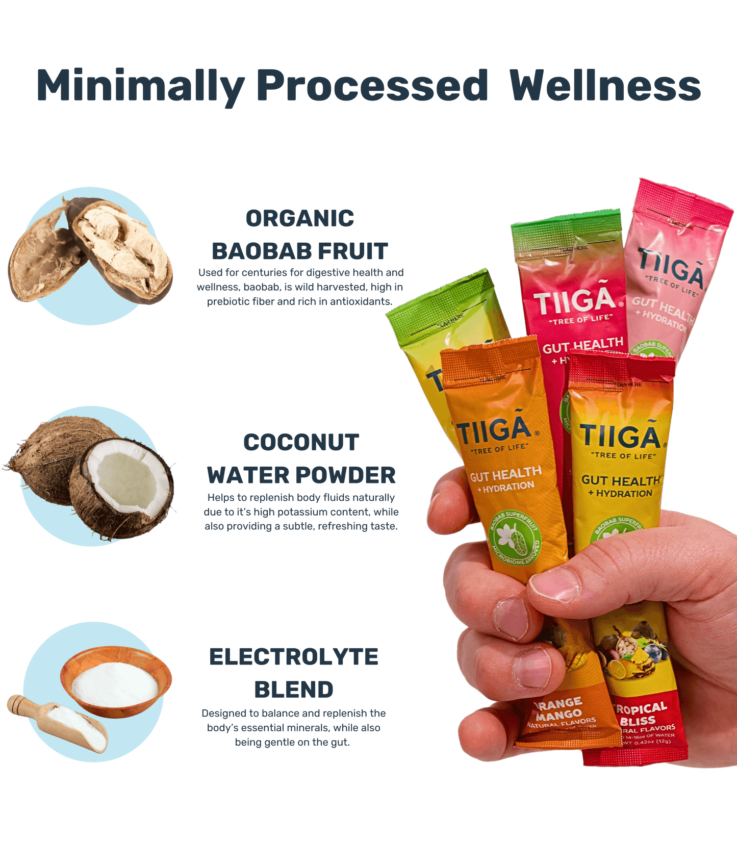 TIIGA Organic Baobab, Coconut Water & Prebiotic Fiber Electrolyte Supplement - Size - Minimally Processed Wellness