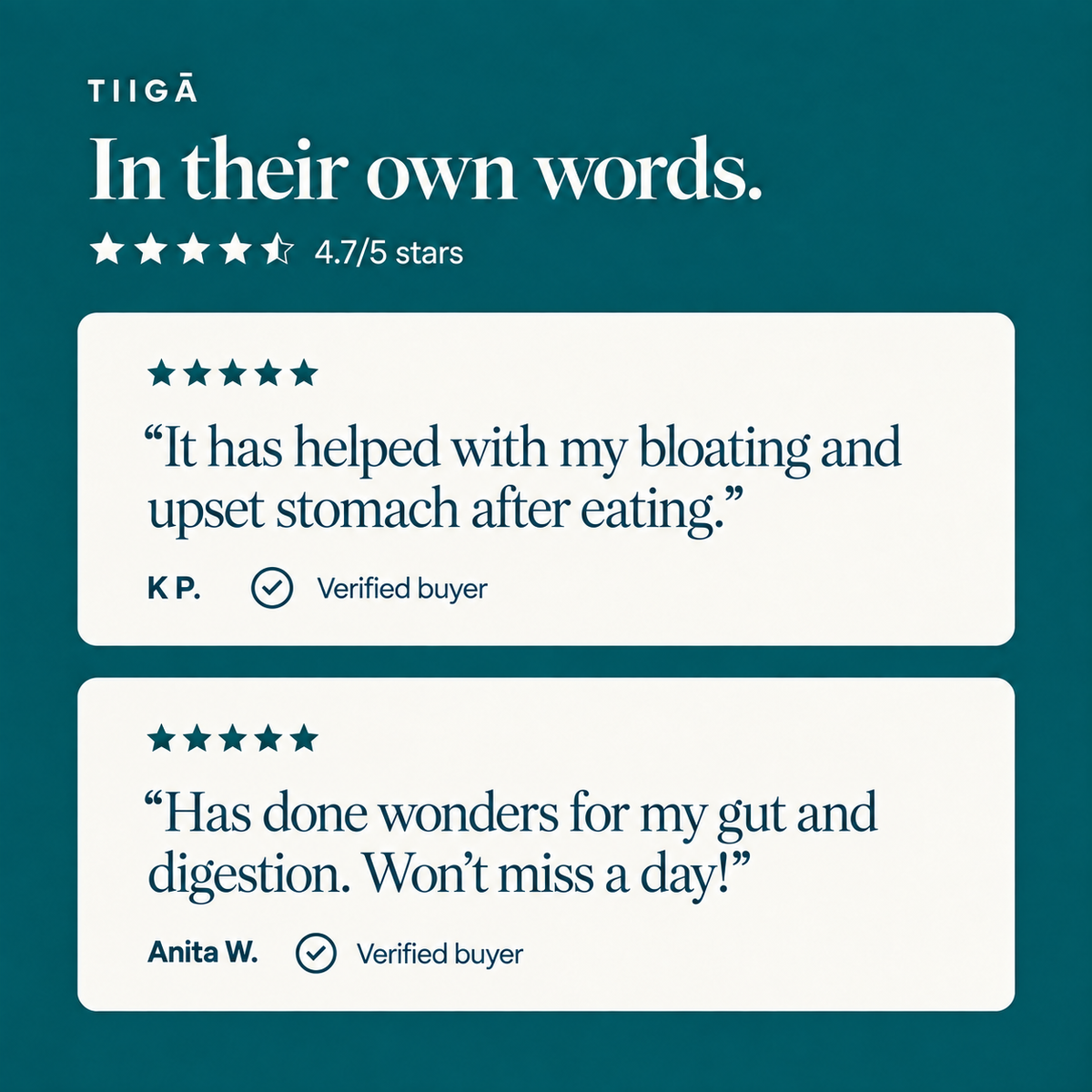 TIIGA Gut Health + Hydration | 30 Serving Tubs
