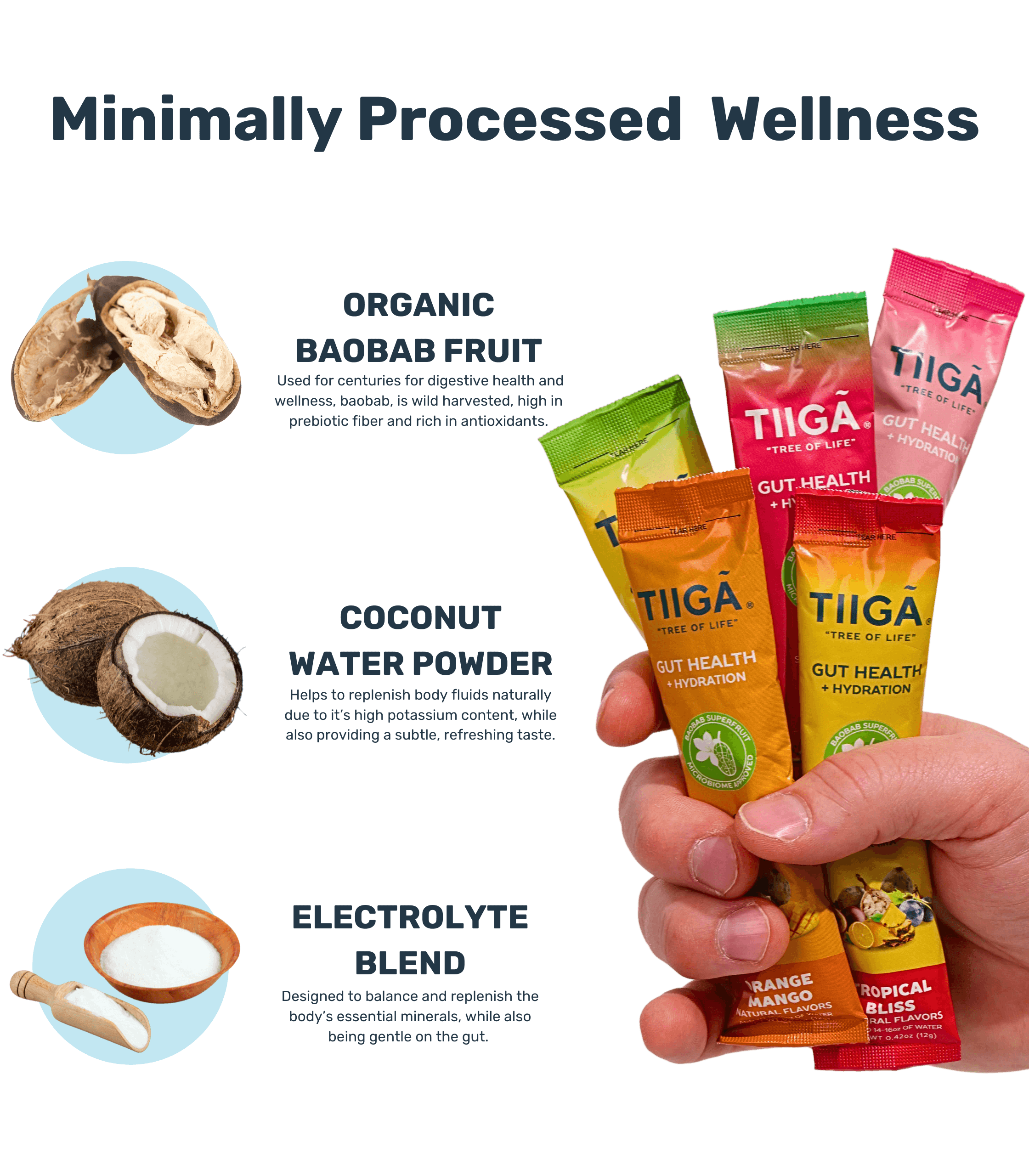 TIIGA Organic Baobab, Coconut Water & Prebiotic Fiber Electrolyte Supplement - Size - Minimally Processed Wellness